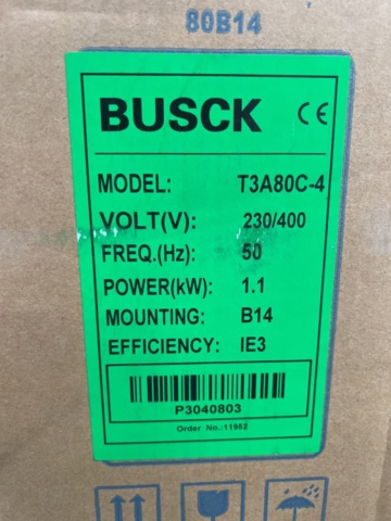1471116-3 3-phase motor Busck T3A80C-4 1.1kw 1400 r/m 230/400V B3