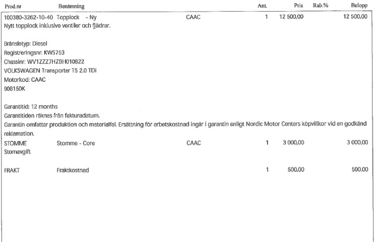 1400664-6 Nytt topplock VW 2.0 TDI (CAAC)