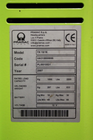 1470729-4 Pallstaplare Pramac TX10 2007 (1 ton / 2 meter)