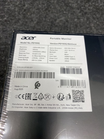 1467333-3 Portabel skärm Acer 18,6" PD3 PD193Q Ebmiuux