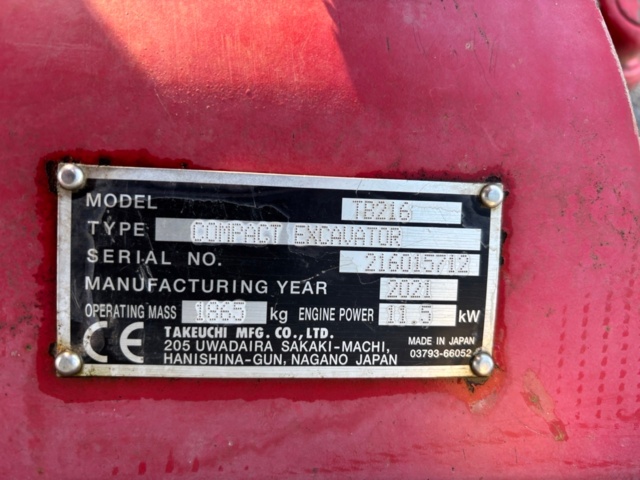 918939-14 Grävmaskin - Takeushi TB216 -2021