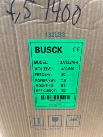 1471088-3 3-fasmotor Busck T3A132M-4 7,5kw 1400 r/m 400/690V B3