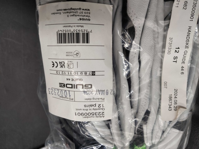 1472346-4 Arbetshandskar, 22 st, Guide, stl 6 – getläder, kardborre, montage