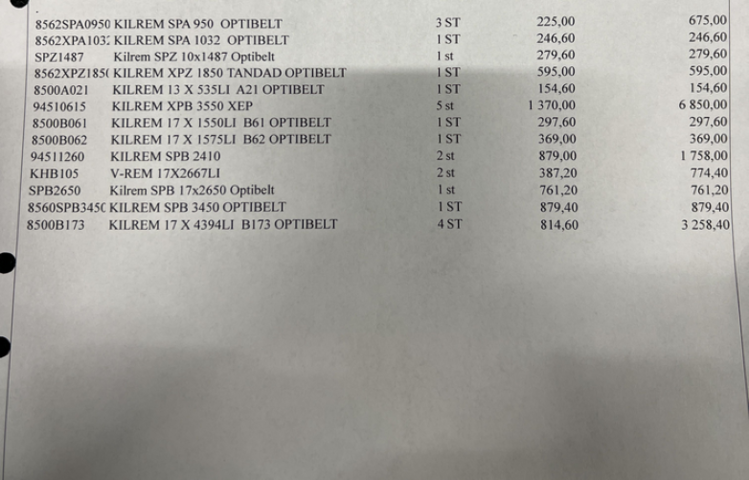 1471146-12 Lot with V-belts