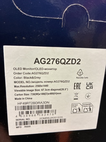 1472292-3 Gaming monitor AOC 27" Agon Pro AG276QZD2