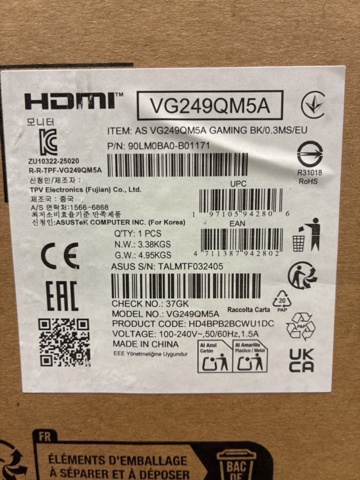 1472295-3 Gaming monitor ASUS 24" TUF VG249QM5A