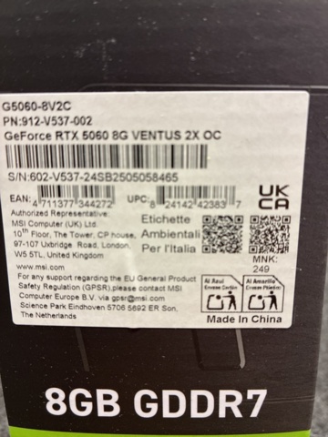 1472302-3 Graphics card MSI GeForce RTX 5060 VENTUS 2X