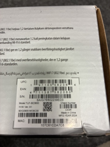 1472310-3 ASUS TUF gaming BE3600 router