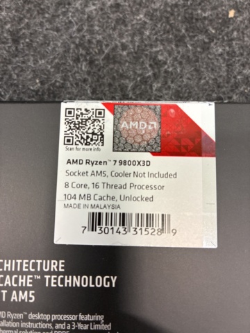 1472329-3 Processor AMD Ryzen 7 9800X3D CPU