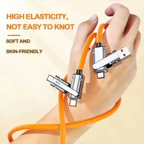 1472527-3 3 st 4-i-1 Snabbladdningskabel 65 W - Orange 2m - Fri frakt