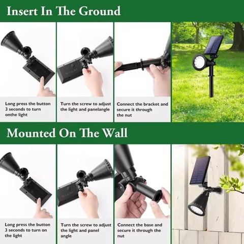 1472545-3 4 st Solcellsspotlight 18 LED - Fri frakt