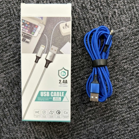 1472562-1 5 st Nylon Lightning Kabel USB-A Blå 1 meter - Fri frakt