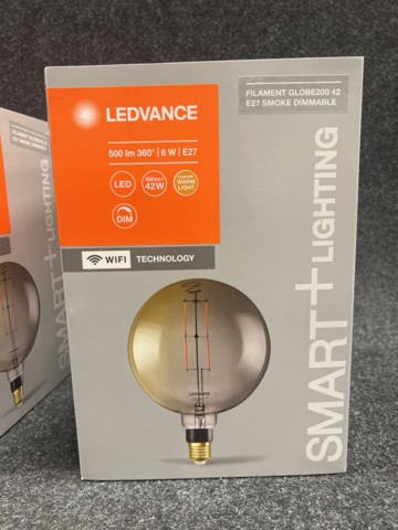 1472734-3 2 st LED-lampor Ledvance Filament Globe200 42 E27 Smoke Dimmable