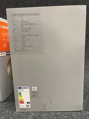 1472734-5 2 st LED-lampor Ledvance Filament Globe200 42 E27 Smoke Dimmable