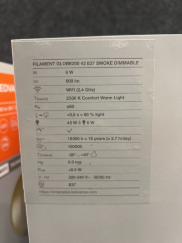 1472734-7 2 st LED-lampor Ledvance Filament Globe200 42 E27 Smoke Dimmable