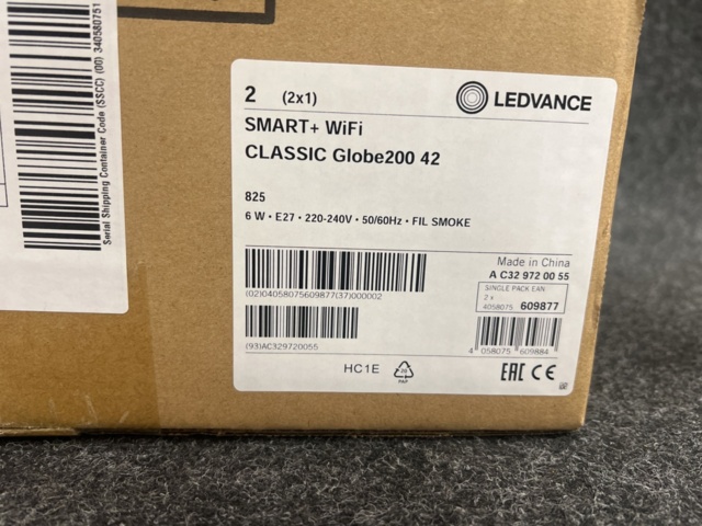 1472734-9 2 st LED-lampor Ledvance Filament Globe200 42 E27 Smoke Dimmable