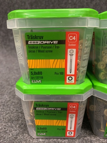 1472738-2 10 st Förpackningar Träskruv 5x80, Essve