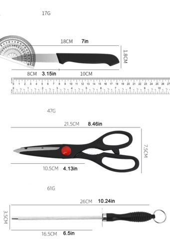1472787-4 2 st 8-delars köksset i rostfritt stål - Fri frakt