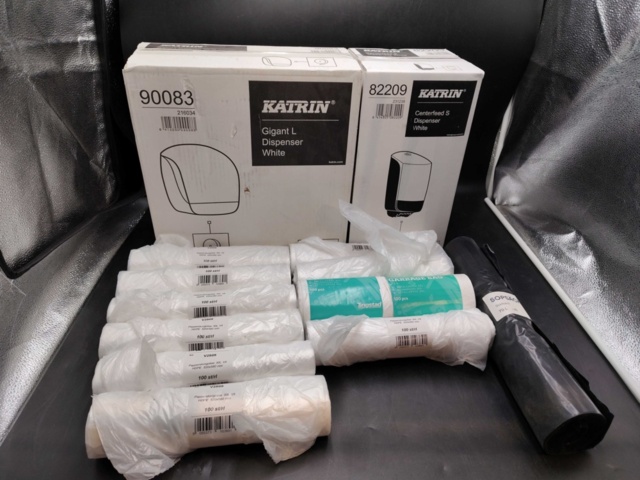 1472389-1 Avfallspåsar och dispensrar, 11 st – Katrin, Tingstad, 30 L, 70 L, väggmontering