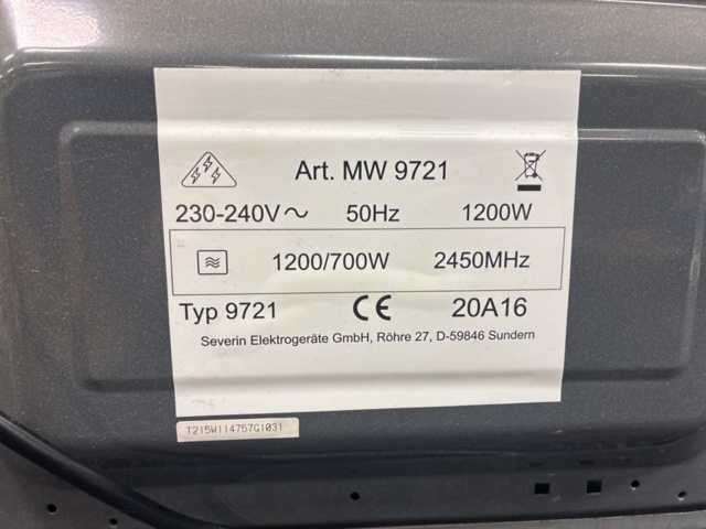 1472838-9 Mikrovågsugn Severin MW 9721