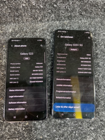 1384650-2 Mobiltelefoner 2 st - Samsung Galaxy S23 och Galaxy S20+ 5G