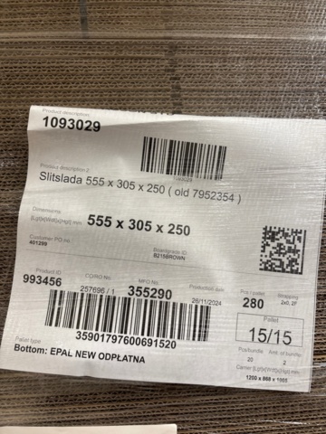 1368246-4 Pallets 30 pcs with slotted boxes