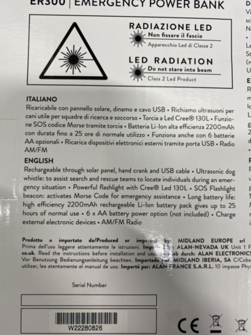 1475878-7 Emergency radio / power bank Midland ER300