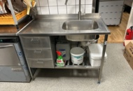 1457453 Stainless steel kitchen worktop with hob - Metos