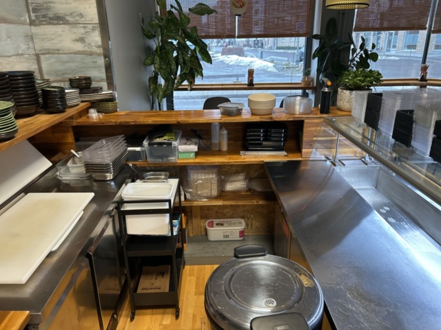 1457459-8 Bar counter with panel, shelves and storage for disassembly