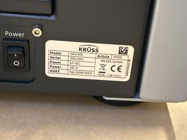 1435649-9 Utrustning för kontaktvinkel- och tensiometrimätning – KRÜSS DSA100E med krafttensiometer