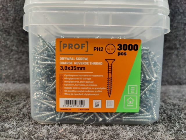 1476650-3 6000 pcs Hard plasterboard screws for wooden joists Prof 3.8x35 mm