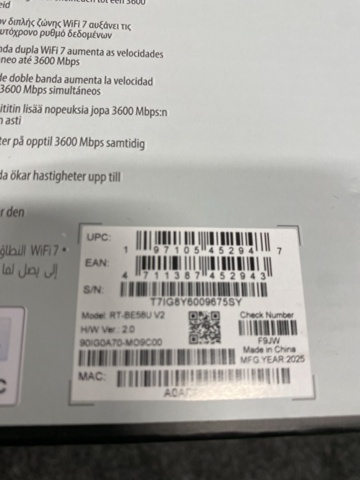 1472460-3 Router ASUS RT-BE58U V2