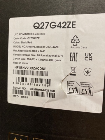 1472480-3 Gamingskärm AOC 27" Q27G42ZE