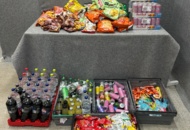 1436494 Collection with drinks, sweets and chips