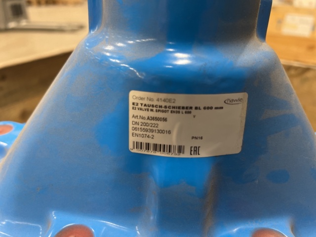 1476740-9 Wedge gate valve Hawle 4200, Smooth end 200 P