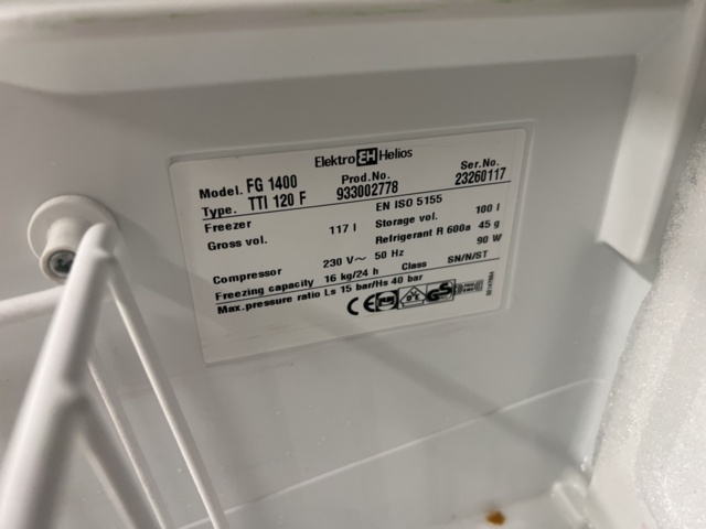 1477083-9 Freezer Elektro Helios FG 1400