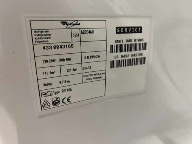 1477084-9 Refrigerator Whirlpool ARC0460