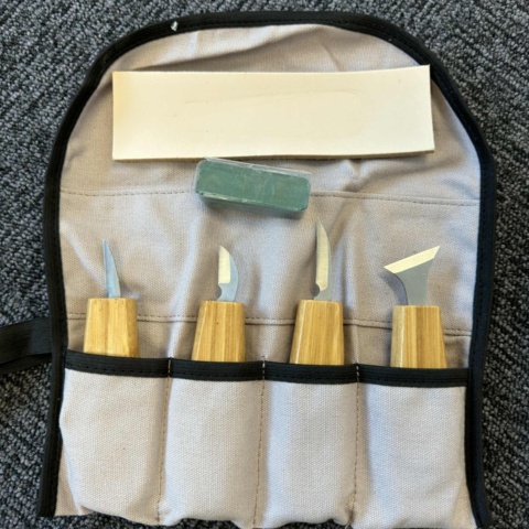 1477152-1 4-piece Wood Carving Set with Bamboo Handle - Free Shipping