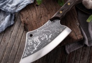 1477163 Meat ax with Tiger engraving - Free shipping