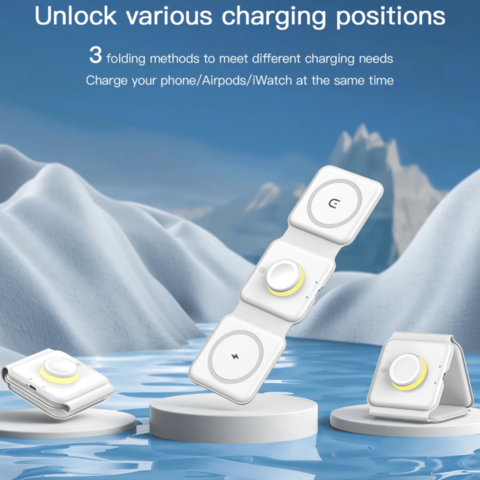 1477259-1 2 pcs 3-in-1 Wireless Charger White - Free shipping