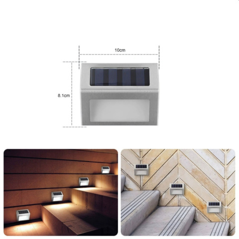 1477296-7 6 pcs Solar-powered LED stair lights in stainless steel – 6 LED, IP65 - Free shipping