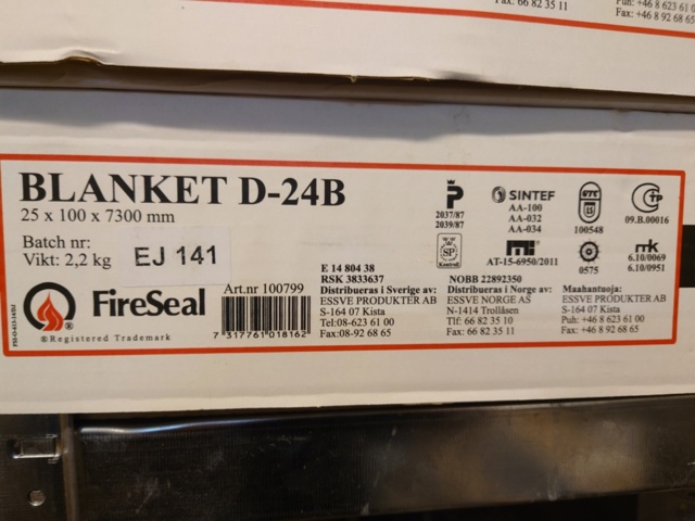 1477681-2 Fire insulation FireSeal Blanket D-24B - mineral wool, 9 pcs
