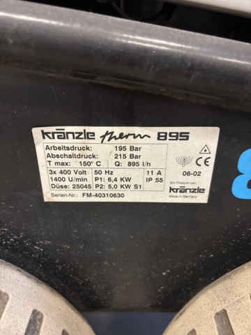 1444933-6 Hot water washer Kränzle Therm 895 (with hose reel)