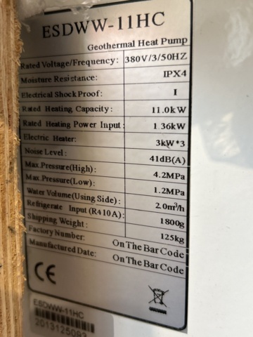 1454824-7 Ground source heat pump - ESDWW-11HC