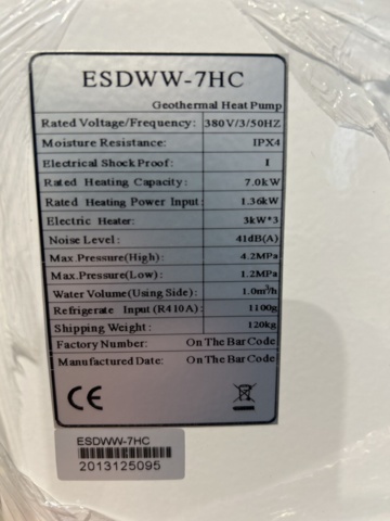 1454825-6 Ground source heat pumps 2 pcs 7 kW - ESDWW-7HC
