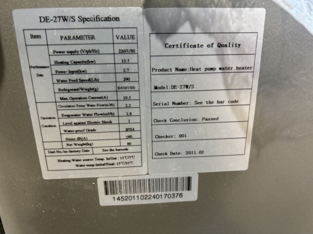 1454831-9 Värmepump - Deron DE-27W/S