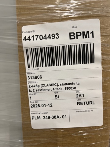 1478483-5 Z-cabinet CLASSIC Sloping ceiling, 2 sections