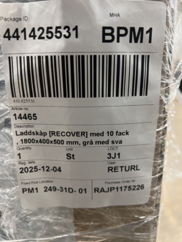 1478487-5 Charging cabinet RECOVER with 10 compartments