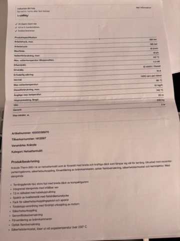 1444933-9 Hot water washer Kränzle Therm 895 (with hose reel)