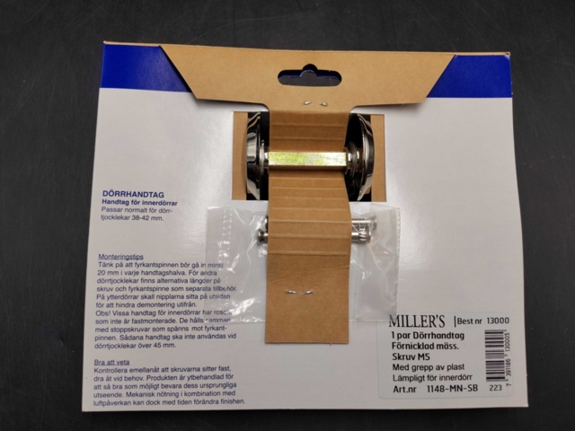 1463627-2 Interior door handles, 8 pcs - Millers, nickel-plated brass